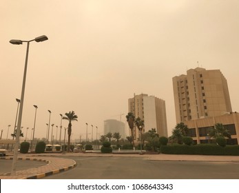 Unidentified Building Covered Up By Dust Storm In Kuwait City. Beauty Of Nature