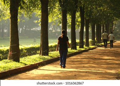 An Unidentified Women In Her Morning Walk At Cubbon Park Bangalore, 14th October 2009, Karnataka, India