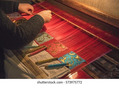 Unidentified women weaving traditional chinese silk in Wuzhen, China - Powered by Shutterstock