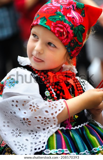 Unidentified Young Polish Girl Wearing Traditional Stock Photo ...