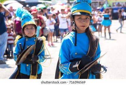 Uniformed Marching Teens During Independence Day Parade At La Lima Town In Honduras, On September 15,2017.