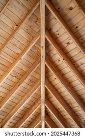 Uniformed Wooden Raw Natural Wood Roof Beams At Different Angles