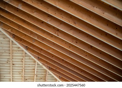 Uniformed Wooden Raw Natural Wood Roof Beams At Different Angles