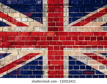 Union flag on a brick wall background