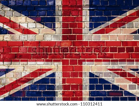 Union flag on a brick wall background