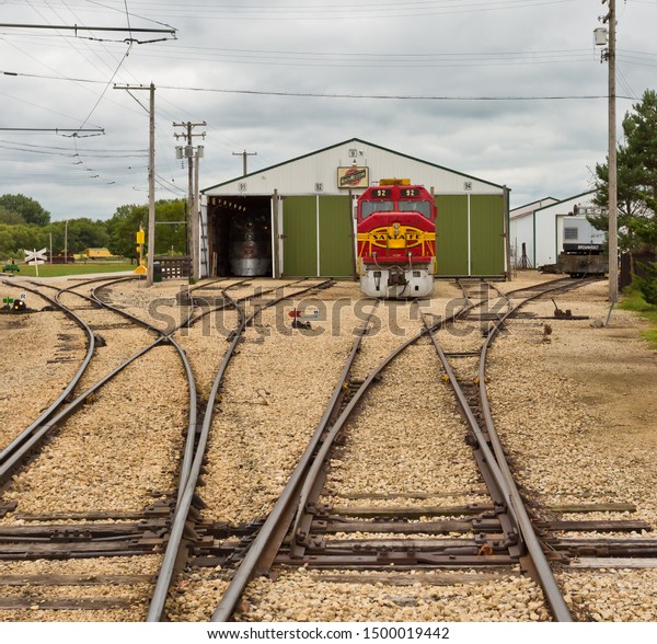 Union, Illinois, USA - September\
9, 2019:  The Illinois Railway Museum is the largest railroad\
museum in the United States. 55 miles northwest of Chicago.\
