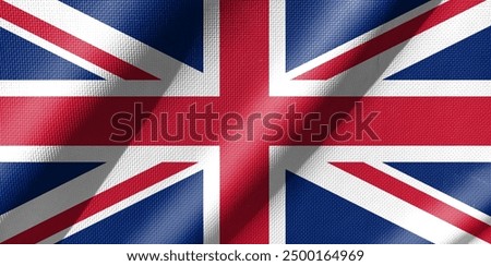Union Jack is a conceptual image made from cloth pattern. Basemap and background concept. Double exposure hologram. News or Internet use.