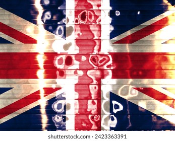 The Union Jack was exposed several times. Use as a basemap or background. Double exposure creative full image of British flag.
