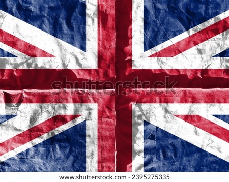 The Union Jack was exposed several times. Use as a basemap or background. Double exposure creative hologram.