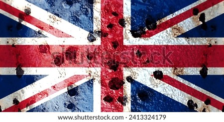 The Union Jack was exposed several times. Use as a basemap or background. Double exposure creative full image of British flag.
