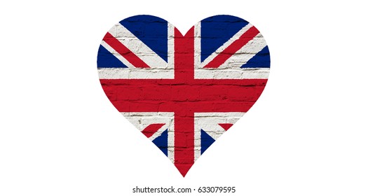 Union Jack flag in a heart shape representing the United Kingdom of Great Britain - Powered by Shutterstock