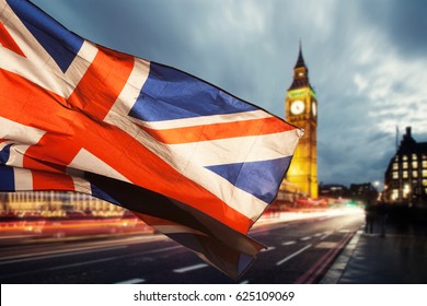 union jack flag and iconic Big Ben at the palace of Westminster, London - the UK prepares for new elections - Shutterstock ID 625109069