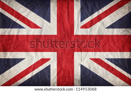 Union Jack on crumpled paper background. Vintage effect. Suitable for King Charles III coronation celebrations