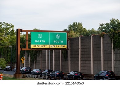 Union, NJ- September 29 ,2022:Garden State Parkway North,South,Keep Left,Right Exit Sign