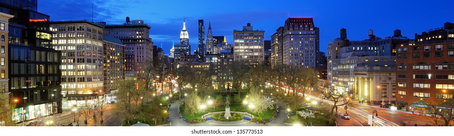 Union Square In New York, New York, USA. The Commissioners' Plan Of 1811 Created Such An Awkward Angle At The Location That A Square Was Preferred Over Buildings.