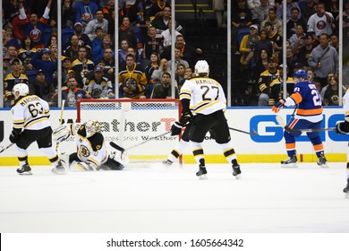 UNIONDALE, NEW YORK, UNITED STATES – Nov. 2, 2013: NHL Hockey: Game action between the Boston Bruins and New York Islanders at Nassau Veterans Memorial Coliseum. 