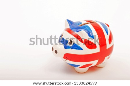 UnionJack Porcelain piggy bank isolated on white background-image