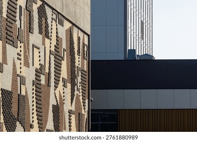 Unique Brutalist Brickwork Pattern of the Former Agder Teater in Kristiansand Norway Featuring Geometric Masonry Art and Scandinavian Urban Architecture