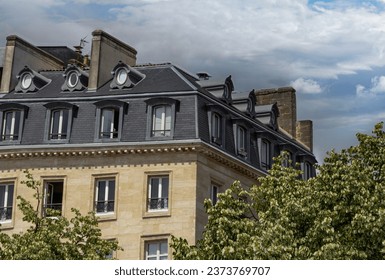 The unique buildings and grey slate roof tops of the city of Bordeaux