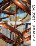 Unique copper windchimes close shot