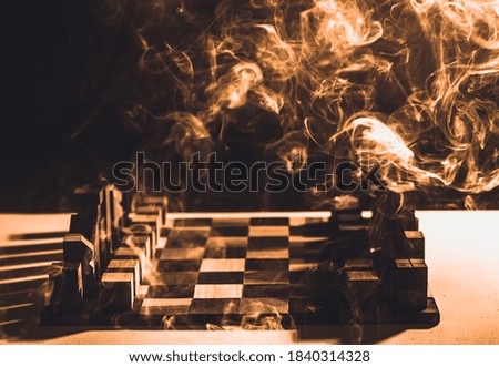 unique hand made wooden chess with smoke