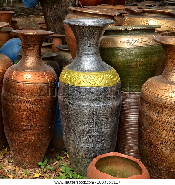 Unique Handmade Colorful Ceramic Vases Clay Stock Photo Edit Now