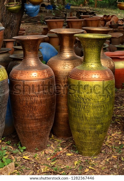 Unique Handmade Colorful Ceramic Vases Clay Stock Photo Edit Now