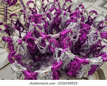 Unique knitting using colored cable ties