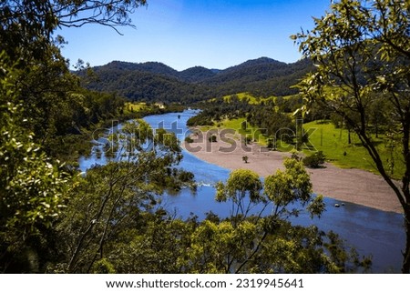 unique landscape of mann river in new south wales near grafton; rushing mountain river in australian outback