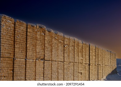 Unique Lumber Stacks In Winter