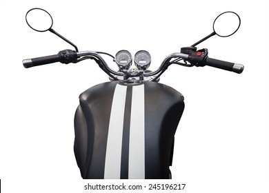 Unique Perspectives of motorcycle detail with gasoline tank and speedometer, isolated on white - Powered by Shutterstock