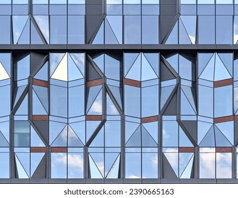 unique reflective glass building (modern architecture reflecting the sky) brooklyn abstract tower in dumbo (windows, high rise, skyscraper, cold style) angular distinctive diamond shaped window  - Powered by Shutterstock