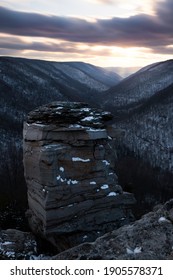The unique rock column of Lindy Point overlooking the Blackwater Canyon of Blackwater Falls State Park in Davis, West Virginia.
