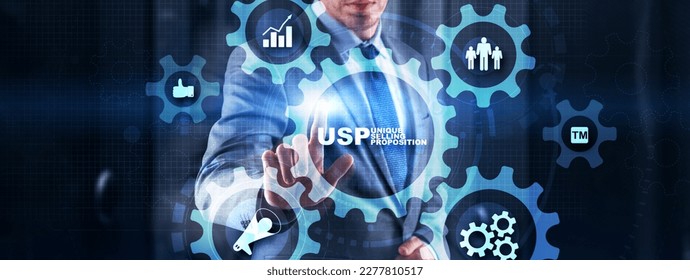 Unique Selling Point. Hand touching USP inscription, new technology concept - Shutterstock ID 2277810517