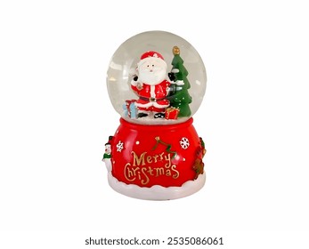 Unique snow globe presenting a jolly Santa surrounded by a serene Christmas tree, radiating joy and festivity. - Powered by Shutterstock