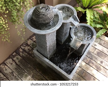 Unique Stone Water Fountain And Wood Garden Decoration Feng Shui