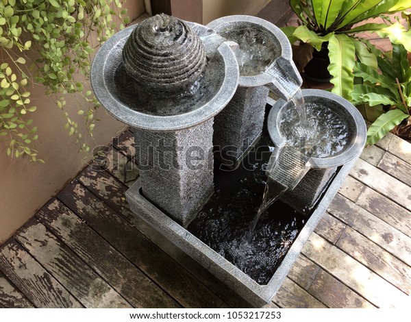 unique stone water fountain and wood garden decoration feng shui