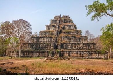 Unique temple of Prasat Prang in the form of 7-step pyramid in abandoned ancient city of Koh Ker, Siem Reap province, Cambodia - Shutterstock ID 2118958151