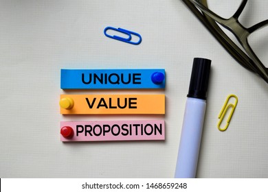 Unique Value Proposition - UVP Text On Sticky Notes Isolated On Office Desk