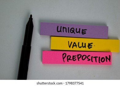 Unique Value Proposition - UVP Text On Sticky Notes Isolated On Office Desk