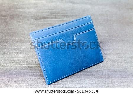 Unisex Blue Leather Card Holder 
