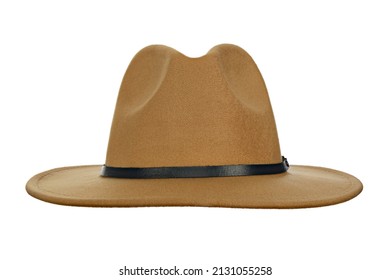 Unisex Wide Brim Fedora Hats with Belt Buckle Panama Trilby Hat - Shutterstock ID 2131055258