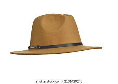 Unisex Wide Brim Fedora Hats with Belt Buckle Panama Trilby Hat - Shutterstock ID 2131429243