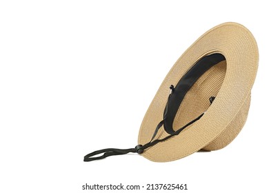 Unisex Womens Mens Wide Brim Straw Panama Hat Fedora Summer Beach Sun Hat Straw Hat For Women Isolated Background