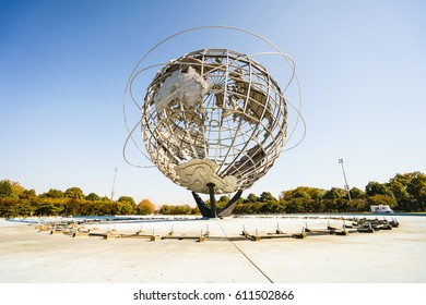 Unisphere, Queens District in New York, USA - 18 October, 2016: Big metal Earth sphere monument