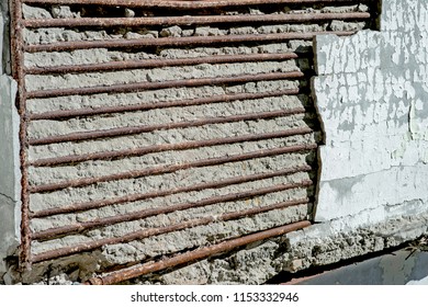 The Unit Is Part Of The Foundation In The Form Of Rebar, Filled With Concrete Of The Old Big Building When Removing The Plaster Cladding.