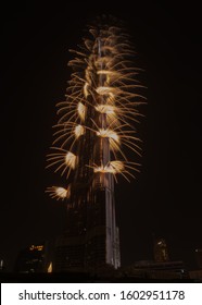 United Arab Emirates, Dubai - January 1 2020: NYE 2020 Celebrations With Emaar In Downtown, Just Next To Burj Khalifa.
