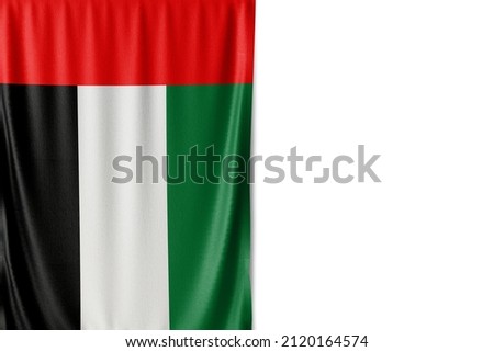 United Arab Emirates flag isolated on white background. Close up of the United Arab Emirates flag. flag symbols of United Arab Emirates.