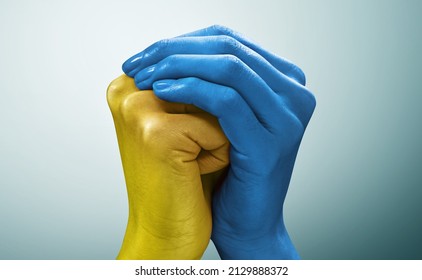 United Hands With Ukraine Flag Pattern