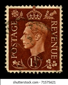 UNITED KINGDOM - CIRCA 1937: A Stamp Printed In United Kingdom Shows Image Portrait George VI (Albert Frederick Arthur George) Was King Of The United Kingdom And The British Dominions, Circa 1937.